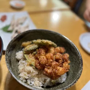 Mixed Diced Shrimp &amp; Scallop Tempura rice bowl - @rayz