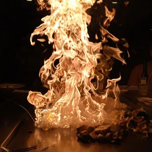 a fire in the kitchen