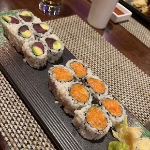Tuna avocado &amp; spicy salmon rolls