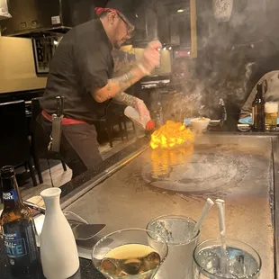 a chef cooking food