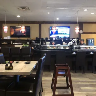 interior, sushi and sashimi