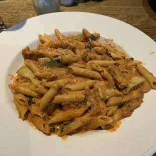 Karen's Pasta - Chicken and artichokes in a creamy tomato basil sauce