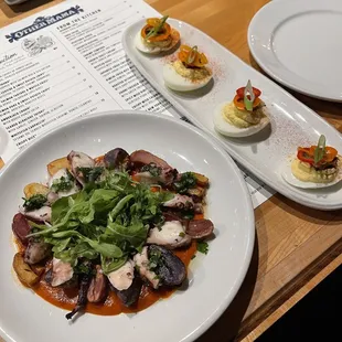 Octopus and deviled eggs