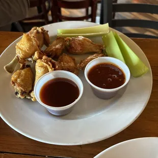 Wings with bbq and cry baby sauce