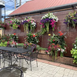 tables and chairs outside