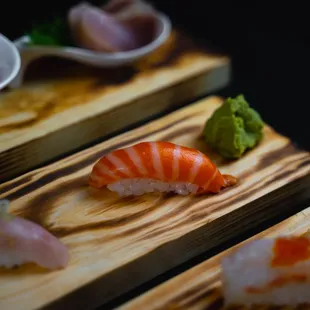 Some of the freshest Salmon Nigiri, comes with the Omakase Set.