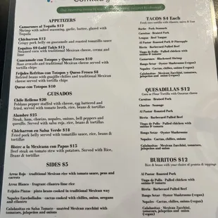 menu