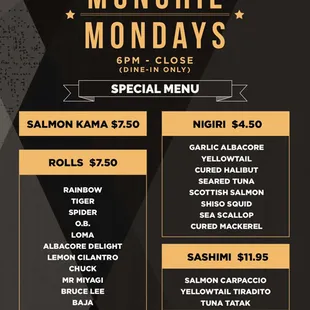 Munchie Mondays special menu