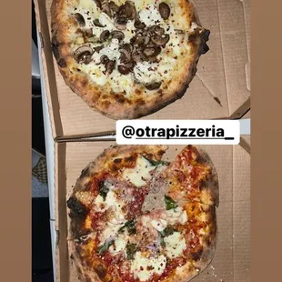 two pizzas in a box