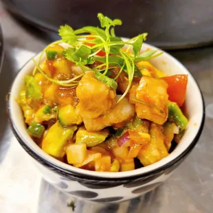 a bowl of food on a table