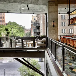 a view of the city from the balcony