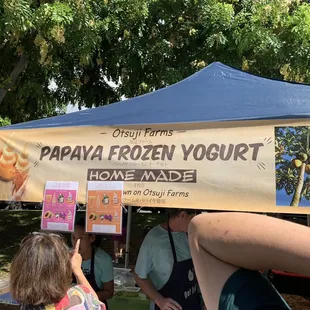 a banner for papaya frozen yogurt