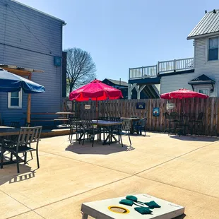 tables and umbrellas