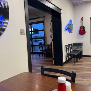 a table with condiments