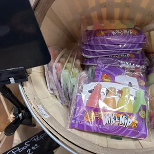 a basket full of candy