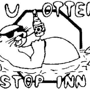 a black and white drawing of a otter