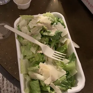 Caesar salad without croutons, one of 3 ingredients for a Caesar...