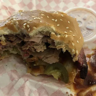 Brisket barbecue sandwich