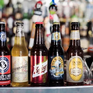 a row of beer bottles