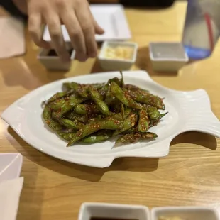 Spicy Garlic Edamame