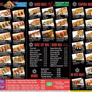 Sushi Roll Menu