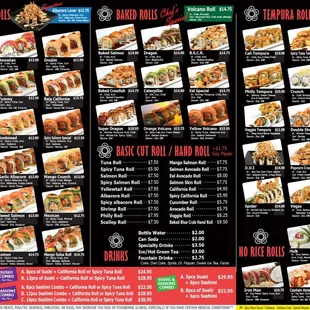 Sushi Roll Menu
