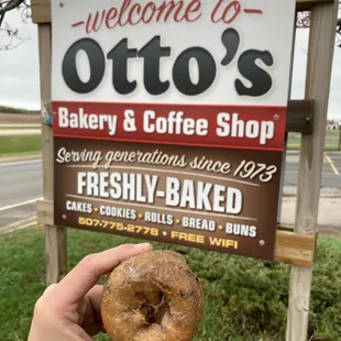 a hand holding a doughnut