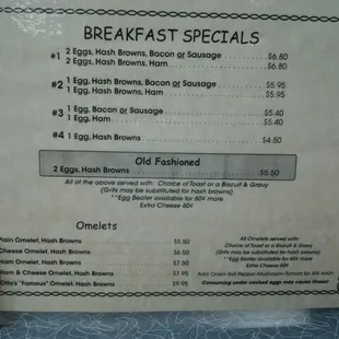 Breakfast menu