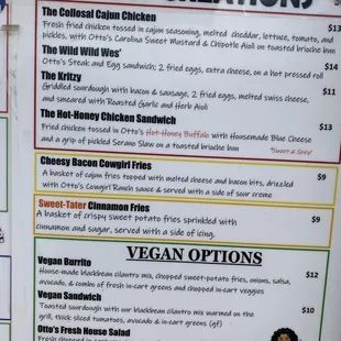 Spring 2021 menu