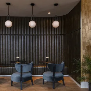 three chairs in a restaurant