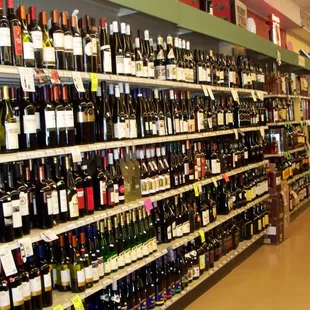 rows of wine bottles