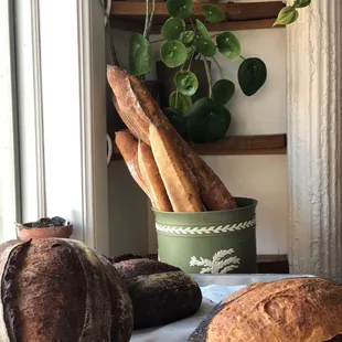 Counter with bread