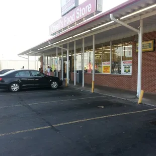 a car parked in front of the store