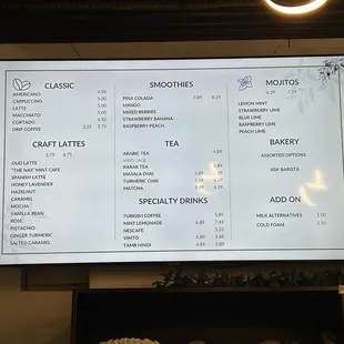 menu