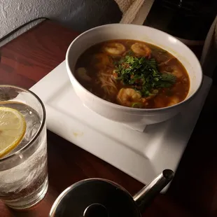 Rice Noodle soup with shrimp