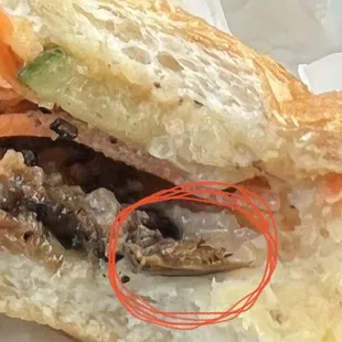 COCKROACH!!!!!  in the chargrilled pork S2. Chargrilled BBQ Pork Sandwich