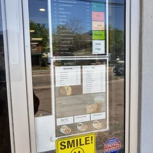 Menu and walk up take out window