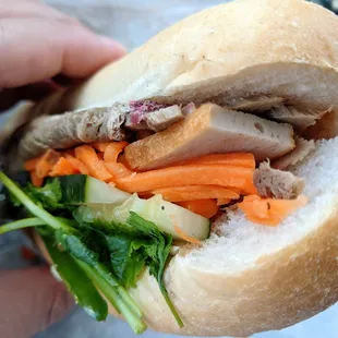 Roast Pork Banh Mi -- more bread than anything else.