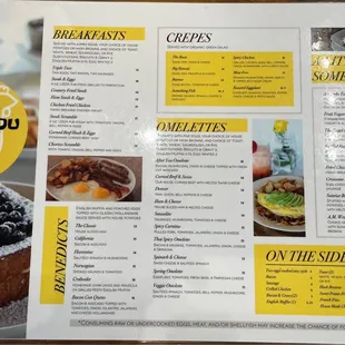 Breakfast menu