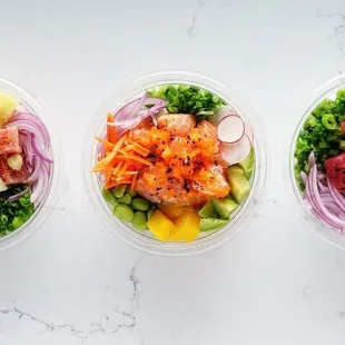 three bowls of food
