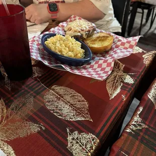 Macaroni and cheese, pizza burger