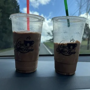 Blended almond mocha frappe and salt Carmel mocha frappe