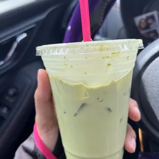 Matcha tea latte with vanilla