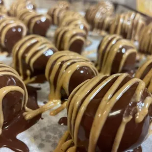 caramels drizzled with chocolate