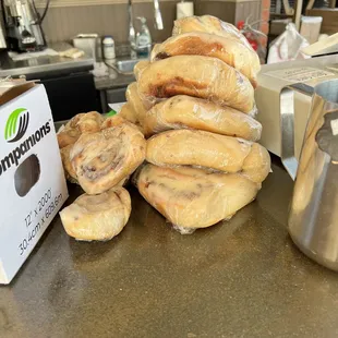 Cinnamon rolls freshly wrapped