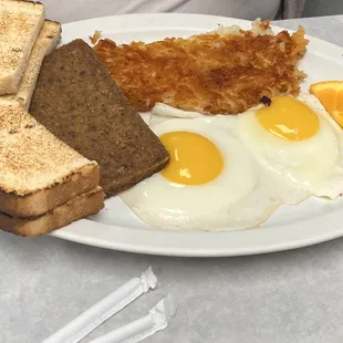 a plate of breakfast foods