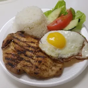 Grilled chicken with rice and sunny side up egg!