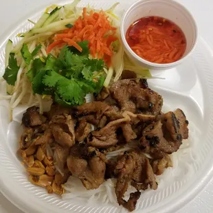 Pork with vermicelli noodles &amp; side salad