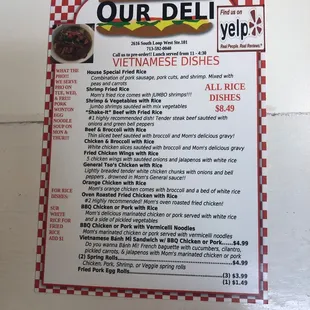 menu