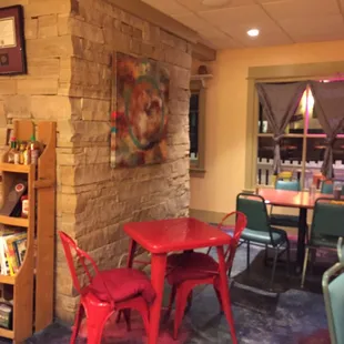 Plenty of seating on both sides of the wall